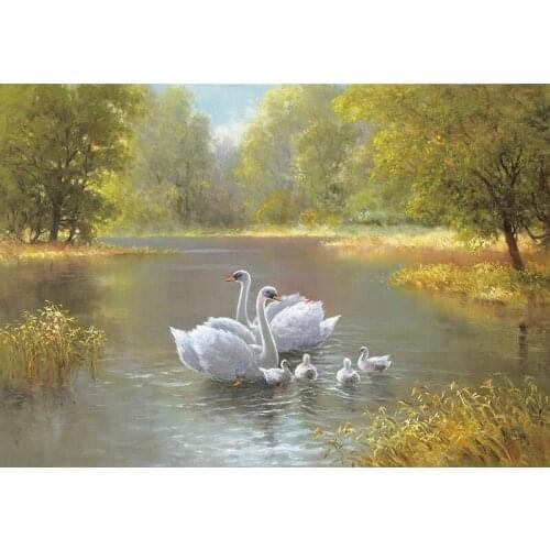 5D DIY Full Square Drill Diamond Embroidery Swans Family Look Picture 3D Diamond Painting cross stitch Mosaic kits Wall Décor
