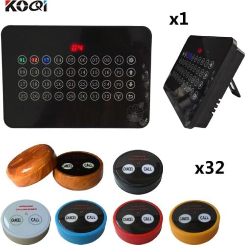 Restaurant Wireless Service Call System Koqi Factory Ycall 433.92MHZ Wireless Electronic Voting Pager(1 display+32 call button)