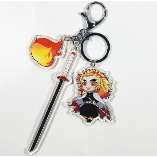 22 Styles Anime Demon Slayer Acrylic Keychain Rengoku Kyoujurou Kamado Nezuko Tanjirou Props Keyring Gifts Pendant for Boy Girls