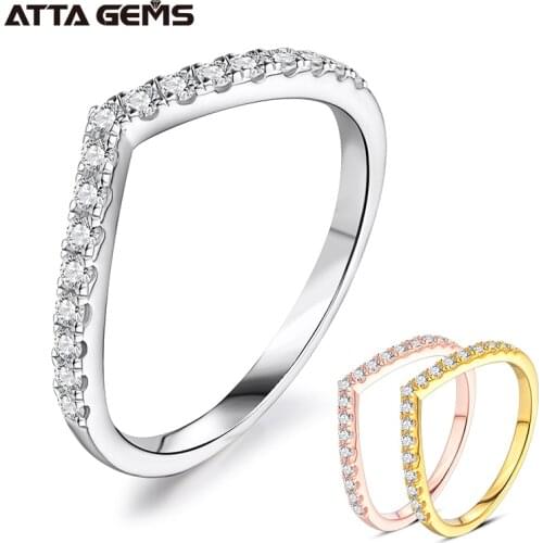 ATTAGEMS Moissanite Diamond 18K Rings Jewelry Women Engagement Ring 925 Sterling Silver Jewelry Wedding Moissanite Band Ring