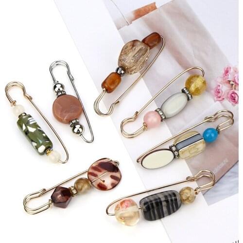 2021 Pearl Rhinestone Brooch Pin Snap Button Jewelry Lady Muslim Hijab Scarf Headscarf Shawl Clips Pin Fixed Strap Anti-Slip DIY