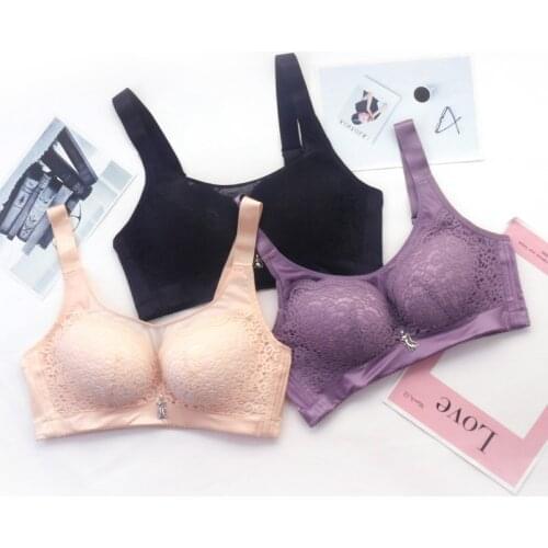 Full Cup Wire Free Minimizer Underwear Thin Cup Solid Colors Ultra-thin Large Size Bra No Rims Wide Shoulder Strap Full Cup Bras