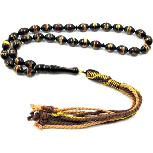 Black Tasbih Mens Rosary Special color Resin elegant Tasbih 33 Islam Beads Man bracelet with Cotton tassel