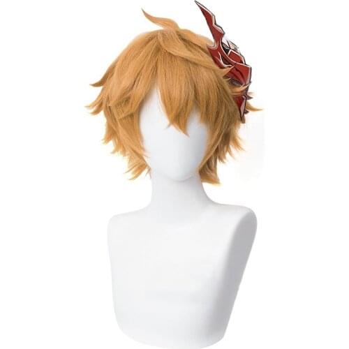 Tartaglia Childe Cosplay Wig Anime Genshin Impact Short Heat Resistant Synthetic Hair Tartaglia Role Play Costume Wigs
