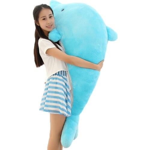 Dorimytrader Pop Lovely Huge 120cm Soft Animal Dolphin Plush Toy Pillow 47'' Big Stuffed Cartoon Sea Animals Doll Gift DY61603
