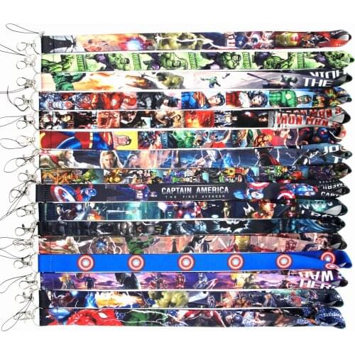 NEW Marvel Avengers Iron man Action Figure Anime Super Heros Captain America Spiderman hulk Lanyard Gym Phone Neck Toys