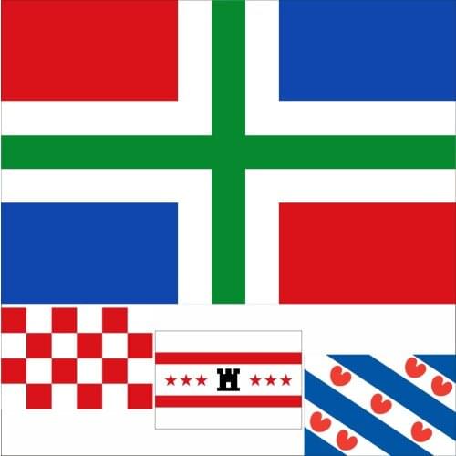 Netherlands 12 State Flag Groningen Banner 3X5FT 100D Polyester Double Stitched High Quality 90X150CM