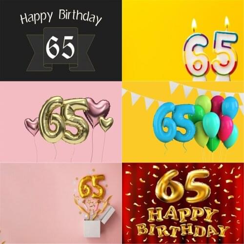 Photo Studio Props Vinyl Photography Backdrop Sixty-Five Year Old Birthday Balloon Ribbons 65St Birthday Party Decoration