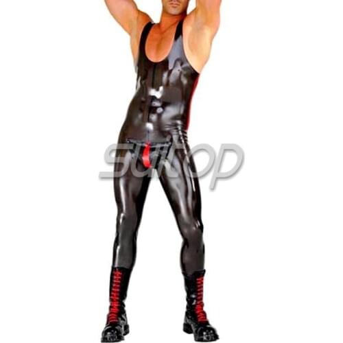 Hot sell high neck latex catsuit black and white rubber bodysuit full cover