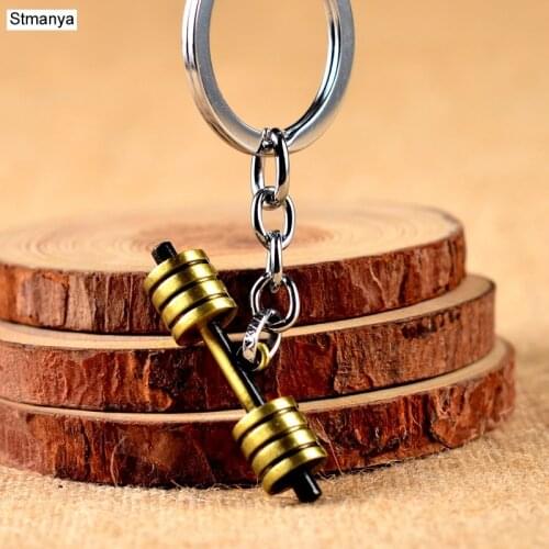 Hot Sale Barbell dumbbell fitness Key Chain Metal Boxing Car Keychain KeyRings For Men Women Keychains sports jewelry 17393