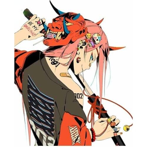 Pull The Sword Girl Back View Illustration Motorcycle RV Cartoon Laptop Anti-UV Car Sticker Windows Windshield Trunk Wall Decal