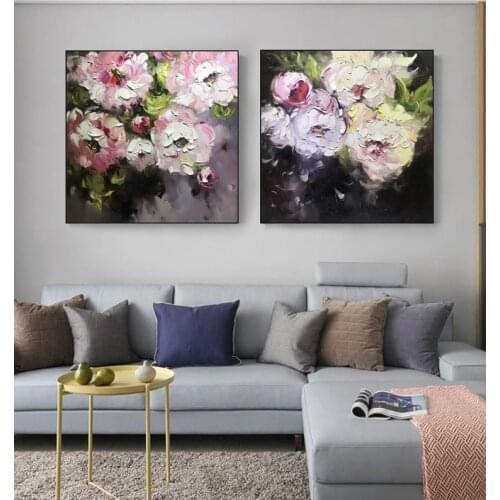 Hand Painted Oil Painting Beautiful Rose Palette Knife White Flowers On Canvas Modern Wall Art Home Decoration Painting