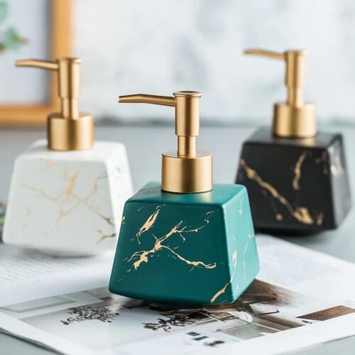 Bathroom Ceramic Liquid Soap Dispenser White/Green/Black Hand Sanitizer Bottle Square Pressing Type Soap Bottle Bathroom