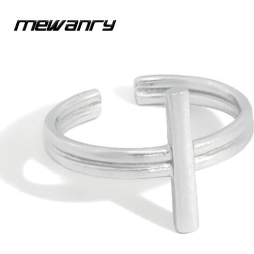 Mewanry 925 Sterling Silver Rings for Women INS New Trend Vintage Simple Design Party Jewelry Birthday Gifts Cross Accessories