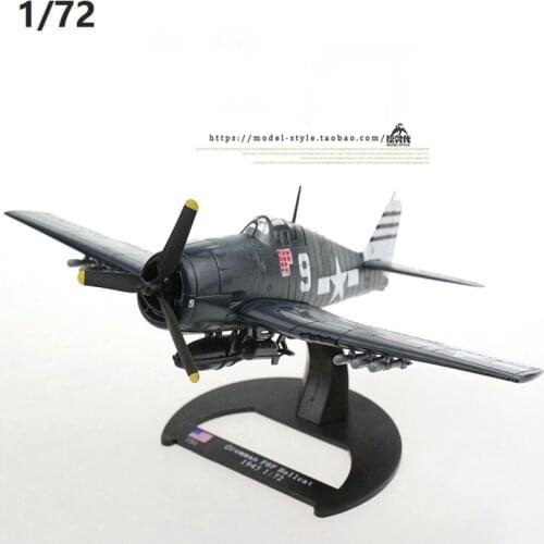 Diecast Airplane Model 1/72 World War II F6F Fighter Hellcat 1945 Alloy Military Plane Model Static Display Adult Collection