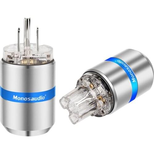 Monosaudio M107R/F107R High Clear Red Copper Rhodium Plated US Power Cord Plug American Power Connector For Audio Video Plug