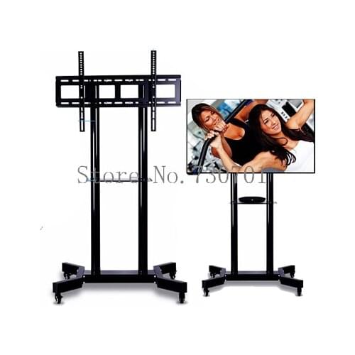 Mobile TV Carts Floor TV Stand Mount Movable TV Trolley Bracket With Wheels and DVD Shelf Fit for 32"-70" TV Max Support 50kg