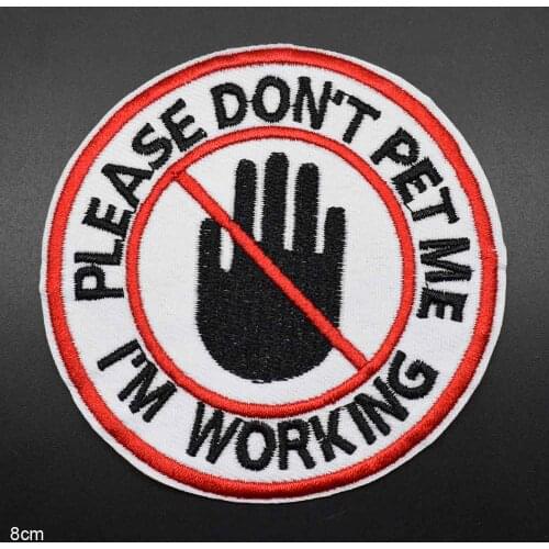 Stop No DO NOT PET Me Dog Iron On Embroidered Clothes Patches For Girl Woman Clothing Stickers Garment Wholesale