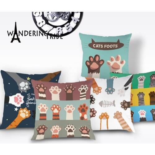 Cartoon Cat Claw Cushion Cover Cute Animal Home Decor Pillow Case White Decoration Sofa Bed Car Cushions Pillow Covers Kissen