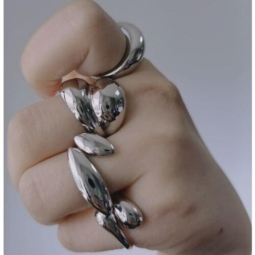 2021 New Gold Color Silver Color Metal Minimalist Glossy Wide Open Rings Geometric Finger Rings for Women Men Couples Jewelry