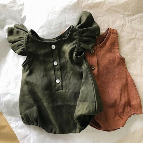 Newborn Toddler Baby Boy Girl Romper Jumpsuit Outfits Cotton Clothes Sleeveless Solid Color Rompers