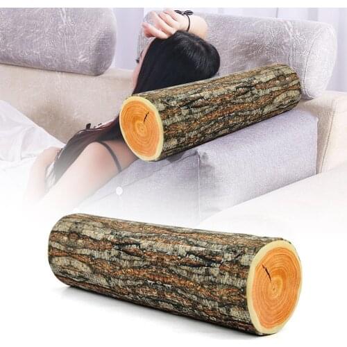 Portable Creative Simulation Cylinder Tree Stump Shaped Throw Pillow Cushion Home Decor
