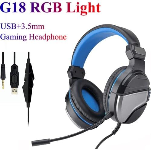 KINGSTAR Gaming Headphones with Microphone Wired Headsets RGB Light Bass Over Ear Headset for Computer PS4 New Xbox PC Laptop