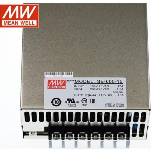 SE-600-15 MEAN WELL 600W 15V Switching Power Supply 110V/220V AC to 15V DC 40A 600W Meanwell Power Supply Unit Transformer PSU