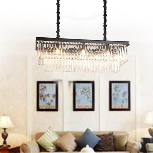 Modern Crystal Pendant Light Fixture Rectangle Crystal Hanging Lamp Popular Crystal Drop Lamparas Lving room Hotel Project Cafe