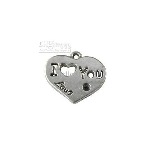 300pcs Tibetan silver I LOVE YOU heart charm A10361