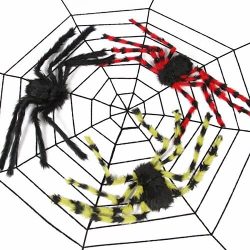 Halloween Spider Haunted House Decoration Spider Web Party Tricky Props Spider Simulation Plush Spider Black Color Plush Spider