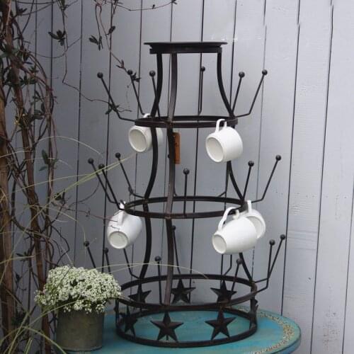 Vintage retro metal bottle drying rack tree