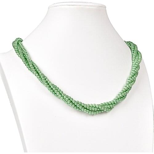 Pick Size Green 4mm Unique wrap style Imitation Pearls Necklace 20inch Bracelet 7.5inch and curtain Earrings For Wife H172