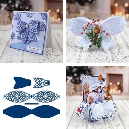 Lace Pattern Bow Die Cutting Dies Scrapbook Diary Decoration Stencil Embossing Template DIY Greeting Card Albums New 2021