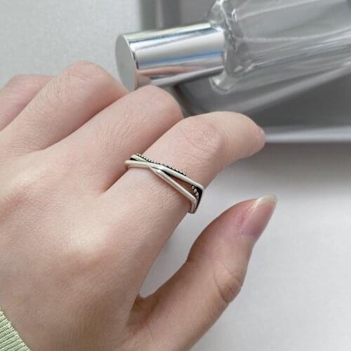 925 Sterling Silver Geometric Twist Wave Ring Female Fashion Temperament Simple Personality Index Finger Jewelry Gift