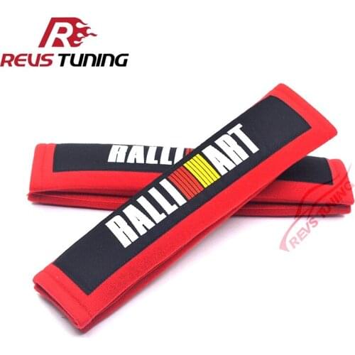 1Pair Black/Red JDM Tuning Style Soft Cotton Ralliart Car Seat Belt Strap Shoulder Cover Pad Safety belt Cover