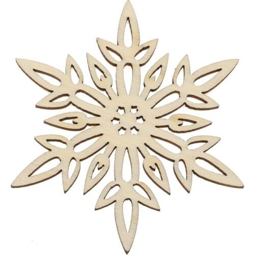 10Pcs 80x68mm Woody Snowflake Embellishments MDF Unfinished Wood Scrapbooking For Craft Decoration Diy