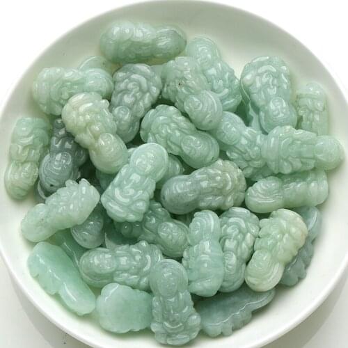 10PCS Natural Jade (Jadeite) Pendant Luck Bless Green Guanyin Bead DIY Bead 24x13x7mm