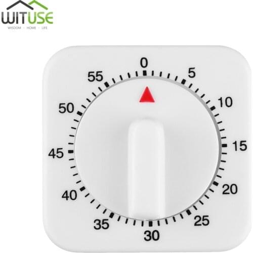 60 Minutes Kitchen Timer Cooking Timer Count Down Alarm Reminder White Square Shape Mechanical Timer for Kitchen