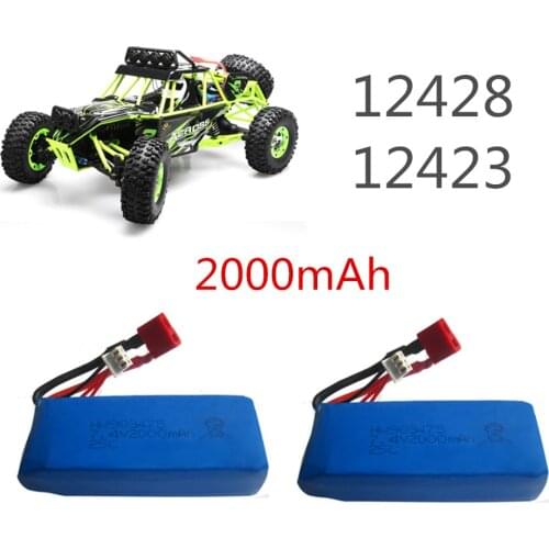 7.4V 2000mAh for Wltoys 12428 12423 1:12 RC Car Lipo battery 903475 2S 7.4V 2000mah 25C Max 50C RC Car Spare parts high capacity