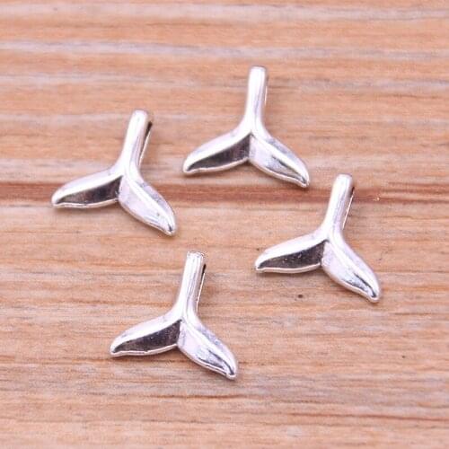 80PCS 10mm Picture Color Small Fish Tail Charms Animal Pendants Handmade Decoration Vintage For DIY Jewelry Making Findings