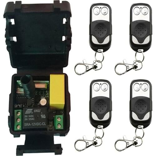 AC 220V 1CH 10A RF Wireless Remote Control Relay Switch Light System 433Mhz Receiver + 2 Button Metal Protect Transmitter