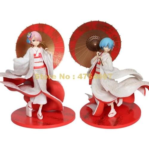 Anime re: life in a different world from zero rem ram white kimono action collection dolls 29cm Toy