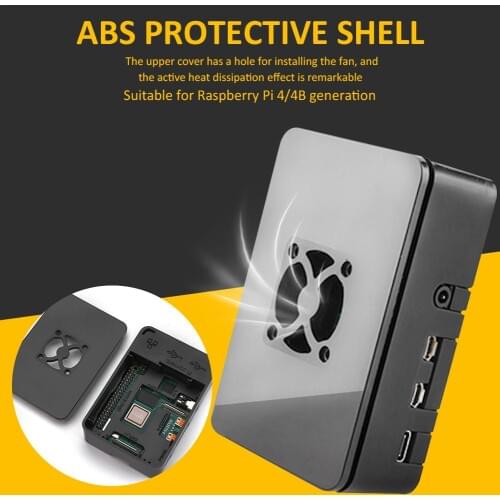 Black ABS Cooling Case Heatsink Hard Shell With Good Heat Dissipation Fan For Raspberry PI 4 Model B 1 GB 2 GB 4 GB