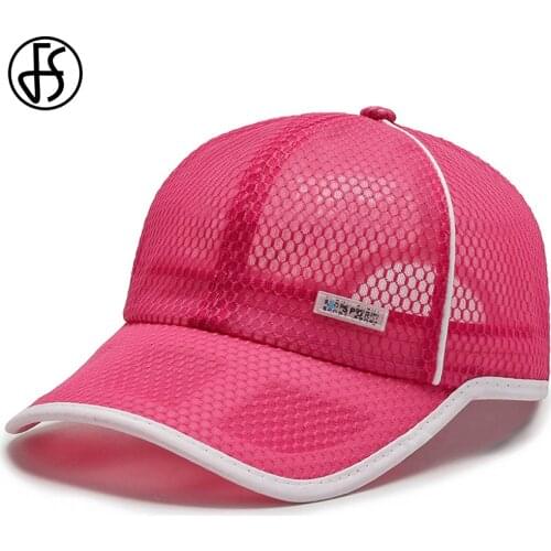 FS Summer Breathable Mesh Trucker Cap Rosy Orange Streetwear Hip Hop Caps Casual Vacation Beach Baseball Hats For Men Women