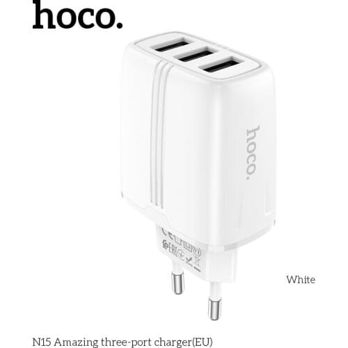 HOCO N15 Amazing three-port charger(EU)5V/2.4A USB-A 1/2/3 travel Simultaneous charging fast charging
