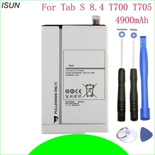 ISUN Original 4900mAh EB-BT705FBC EB-BT705FBE Replacement Battery For Samsung GALAXY Tab S 8.4 T700 T705 Tablet Battery +tools