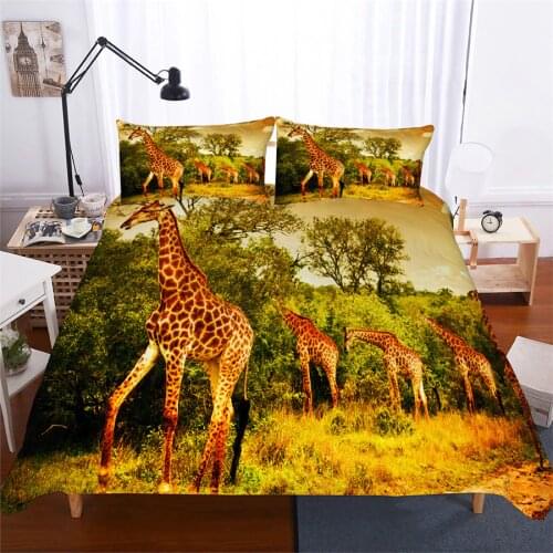 Bedding Set 3D Printed Duvet Cover Bed Set Giraffe Animal Home Textiles for Adults Lifelike Bedclothes with Pillowcase #CJL19