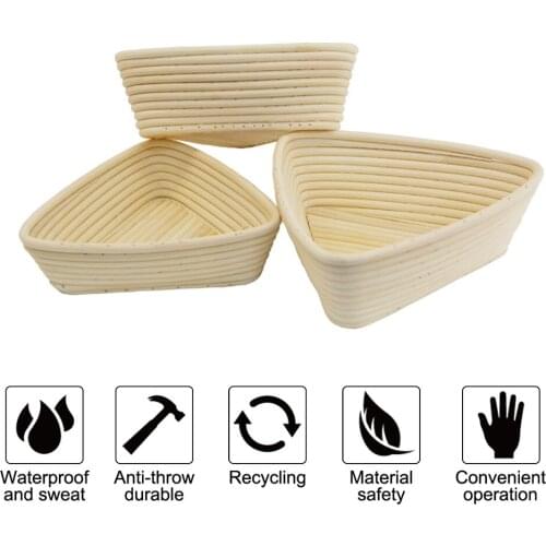1pc Rattan Bread Proofing Basket Triangle Baking Cake Pans Wicker Dough Fermentation Basket With Cloth Bag