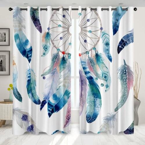 Bohemian Dream Catcher Windows Curtains Darkening for Living Room Bedroom Decorative Kitchen Curtains Dropshipping